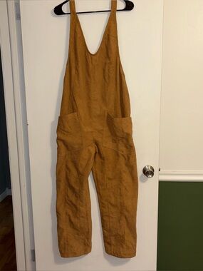 Women's Mustard Corduroy Overalls Jumpsuit
